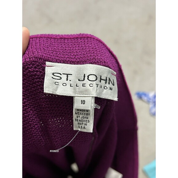 St. John - Plum High-Waisted Straight Leg Knit Pants SIZE 10 - Picture 5 of 10